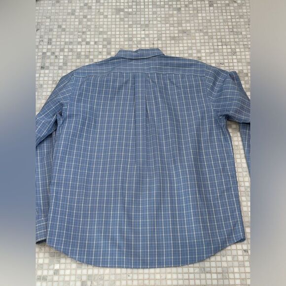 Eddie Bauer Relaxed Fit Wrinkle Resistant Blue Yellow Striped Long Sleeve - Picture 4 of 8